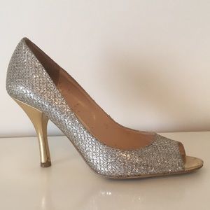 Nine West sparkly Pump Heel Open Toe Shoe 💥